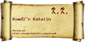 Komán Katalin névjegykártya